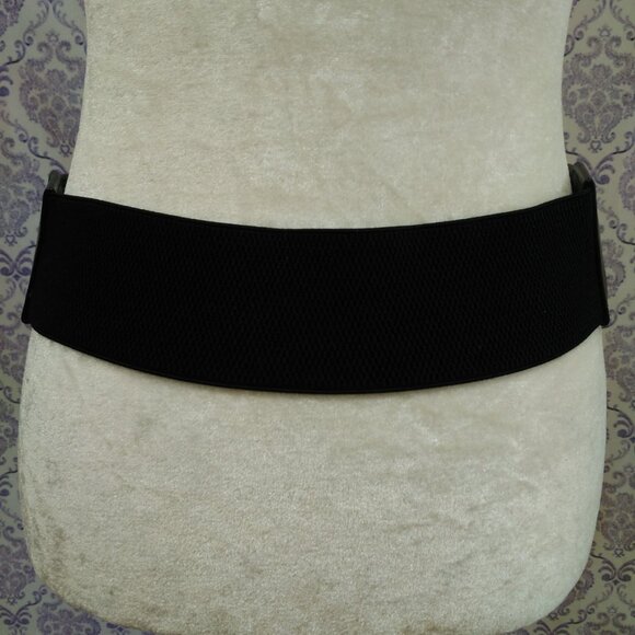 Buffalo David Bitton Wide Stretch Waist Belt Womens Size M Black Faux Leather - Picture 4 of 10